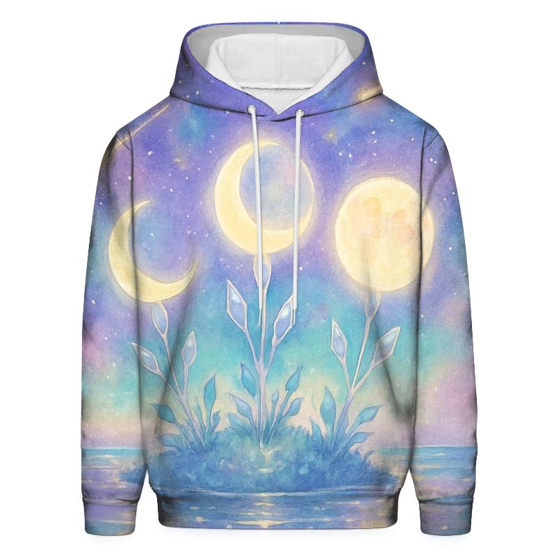 Moon Phase Garden In The Milky Sea graphic hoodies