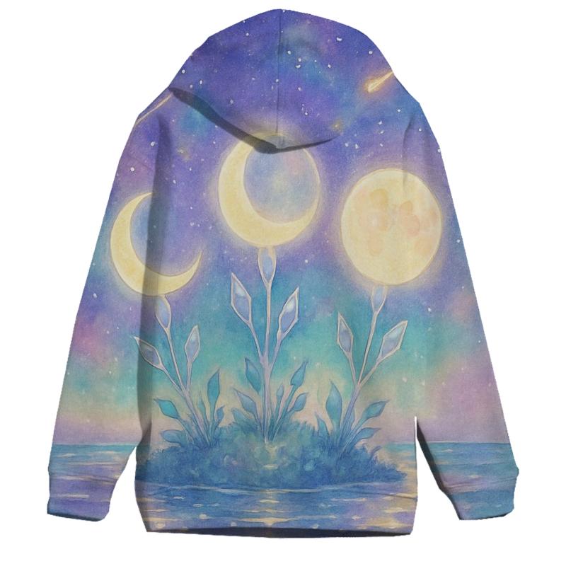 Moon Phase Garden In The Milky Sea graphic hoodies
