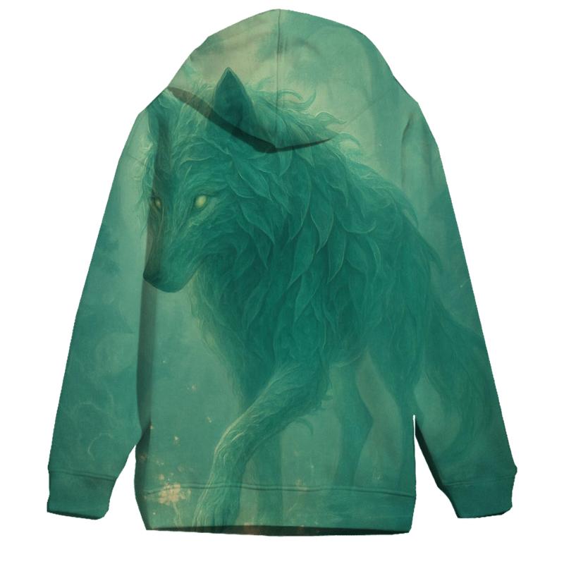 Forest Spirit Bloom Wolf embroidered hoodies