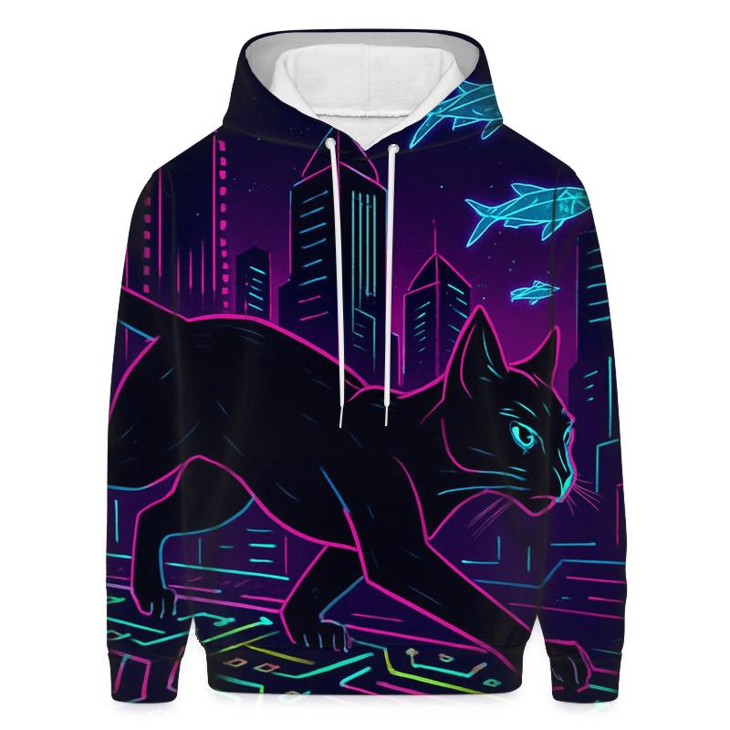 Cyberpunk Circuit Runner Cat designer hoodies