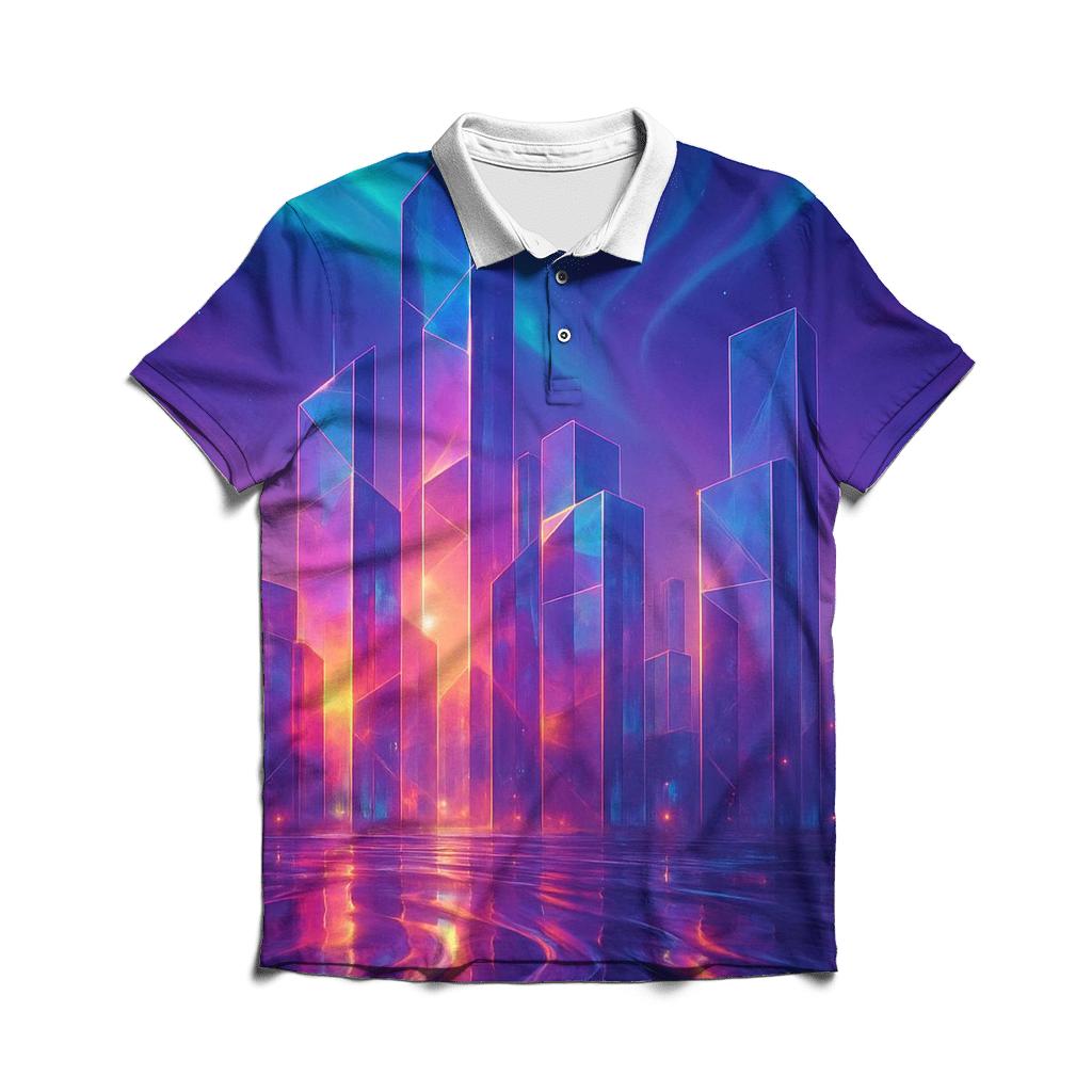 Aurora Sunset Over Glass City designer slim fit polos