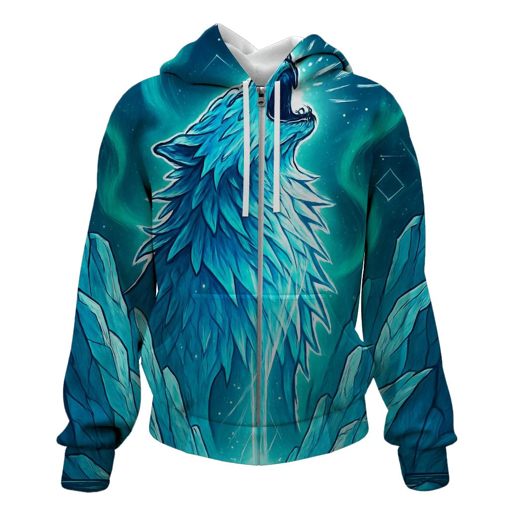 Celestial Frostbite Wolf hoodies fashion
