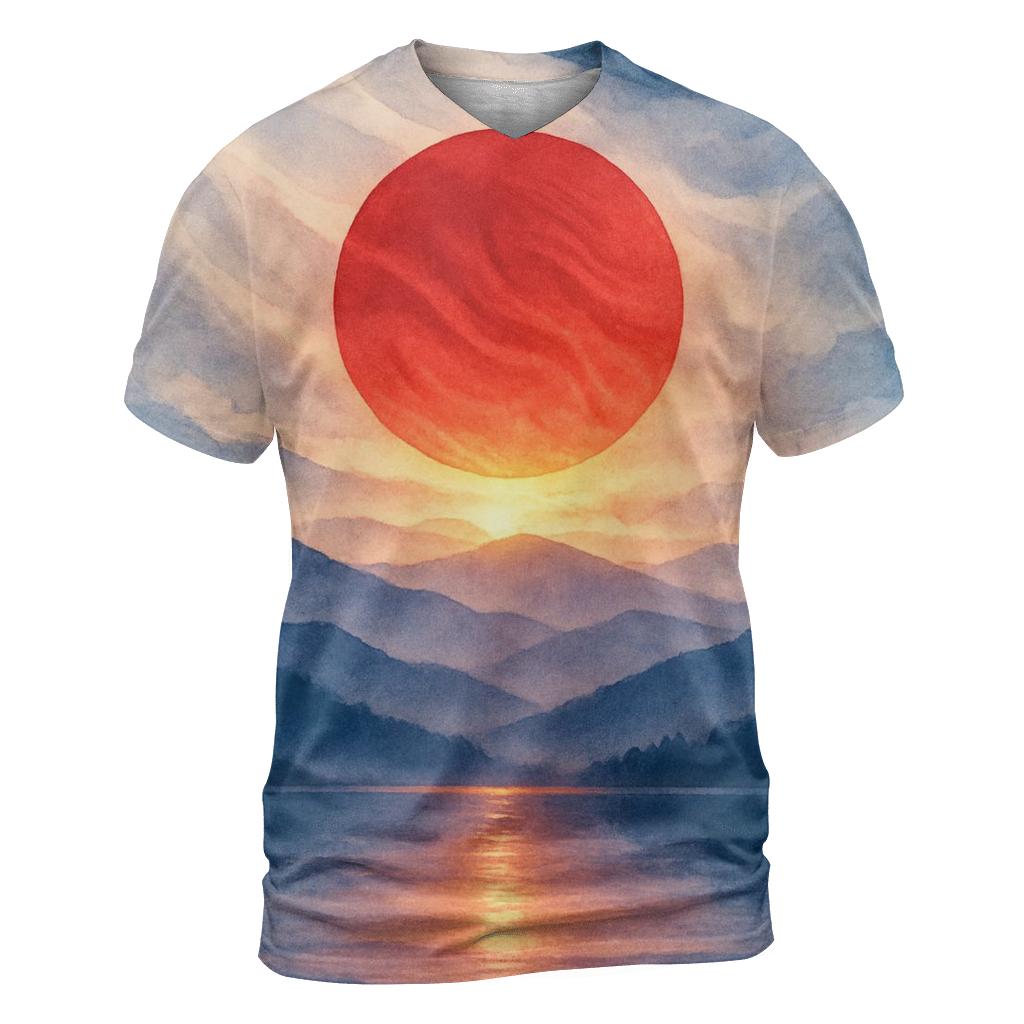 Aurora Of The Japanese Flag artistic all-over print tops