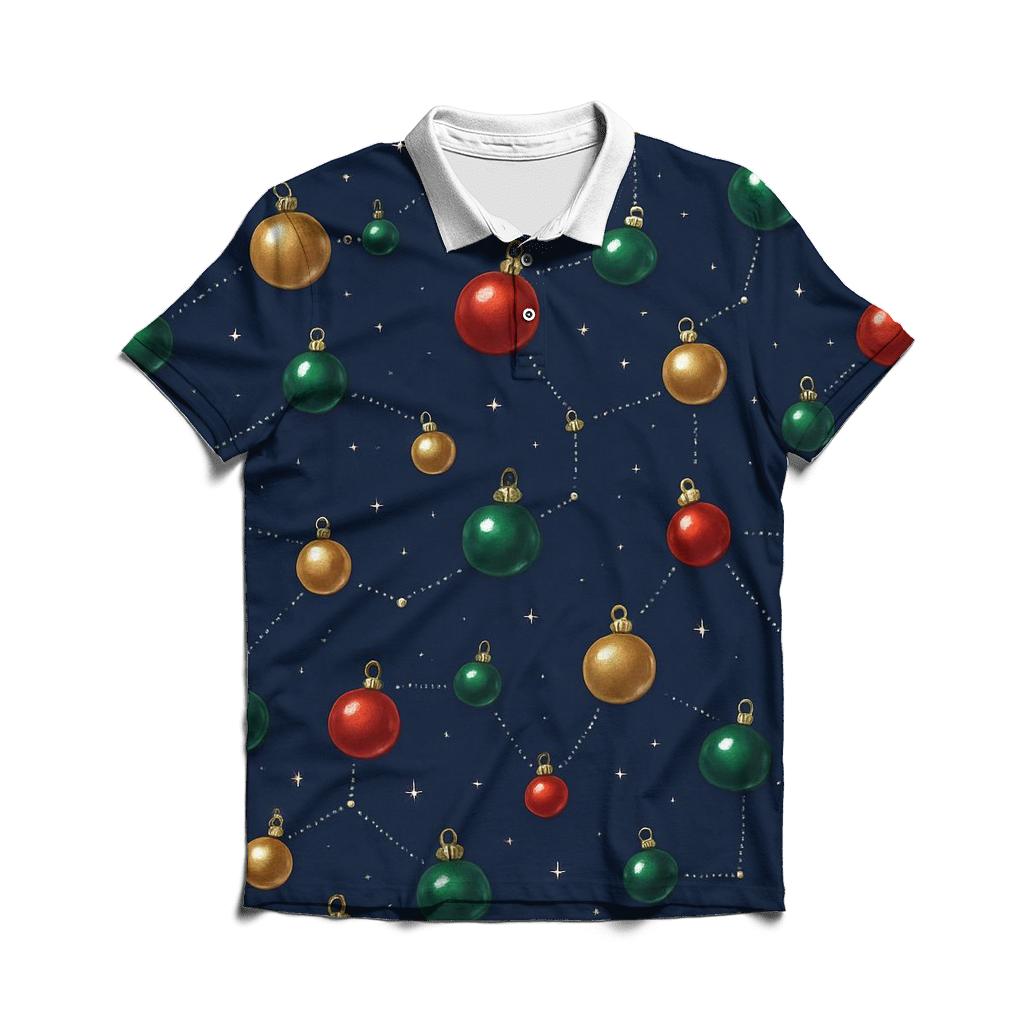 Bauble Constellation On Midnight Blue personalized polo shirts