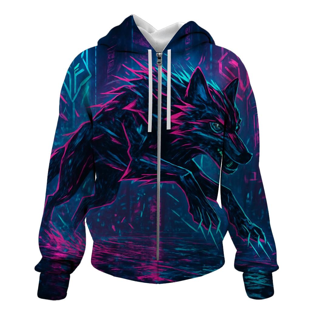Neon Tide Urban Wolf designer hoodies