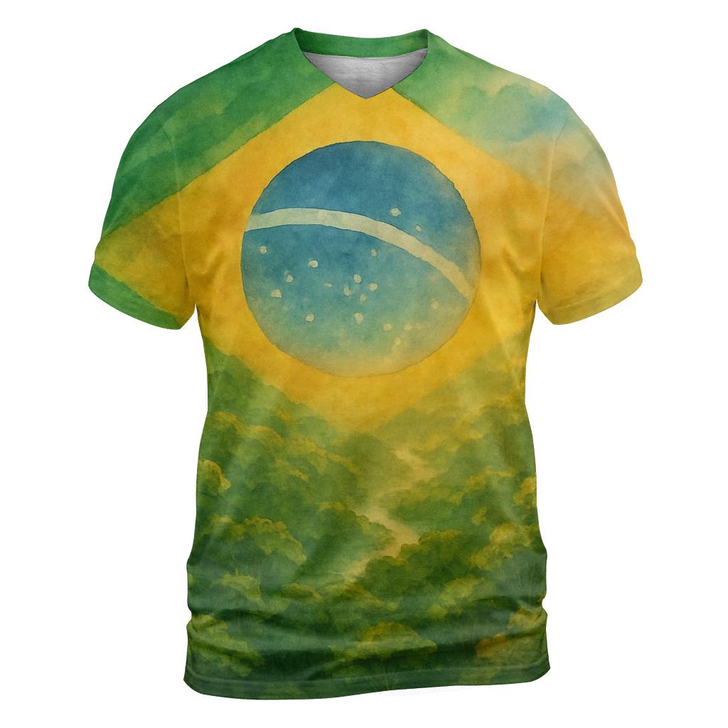 Brazilian Forest Flag Dream vibrant all-over design tees