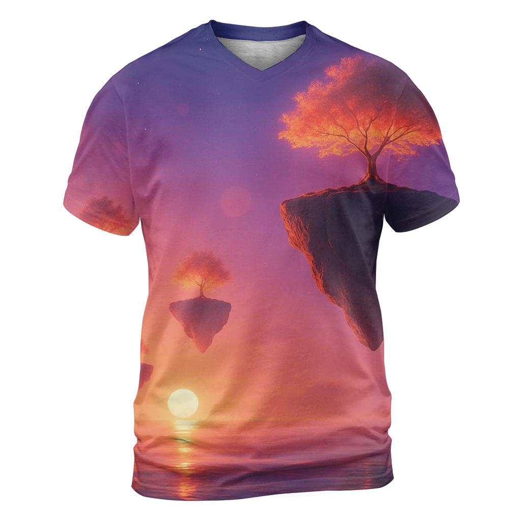 Floating Islands Of Ember vibrant all-over design tees