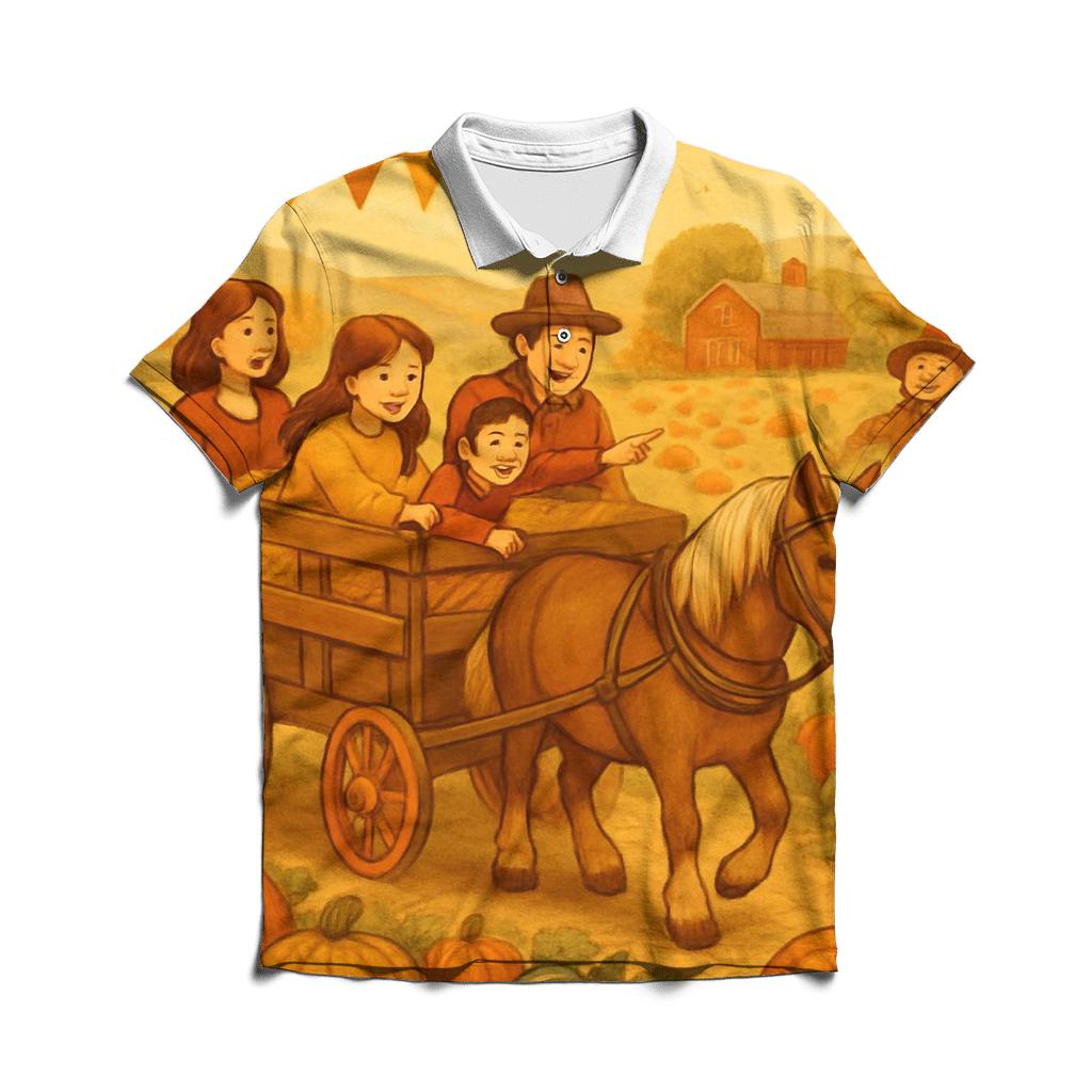Pumpkin Patch Family Wagon Ride casual sports polo shirts