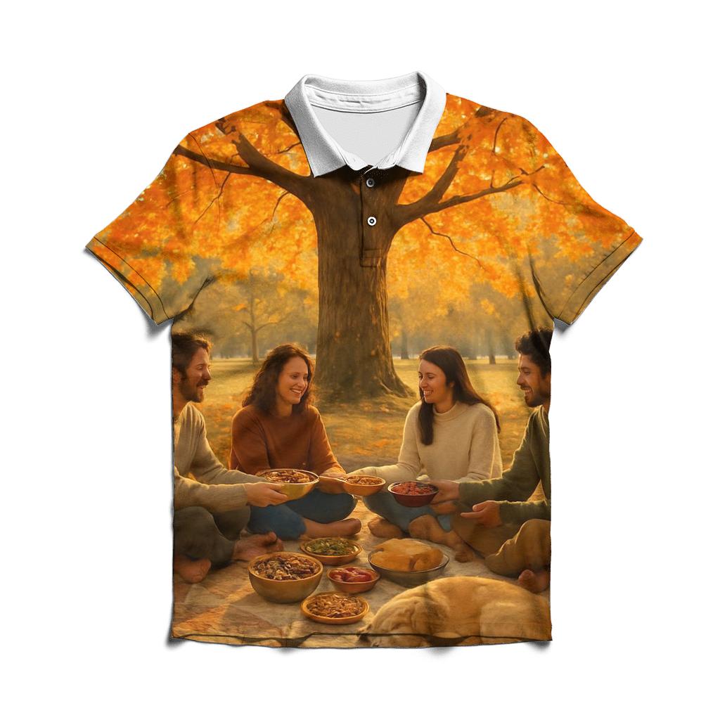 Gratitude Under The Maple Tree premium cotton polo shirts