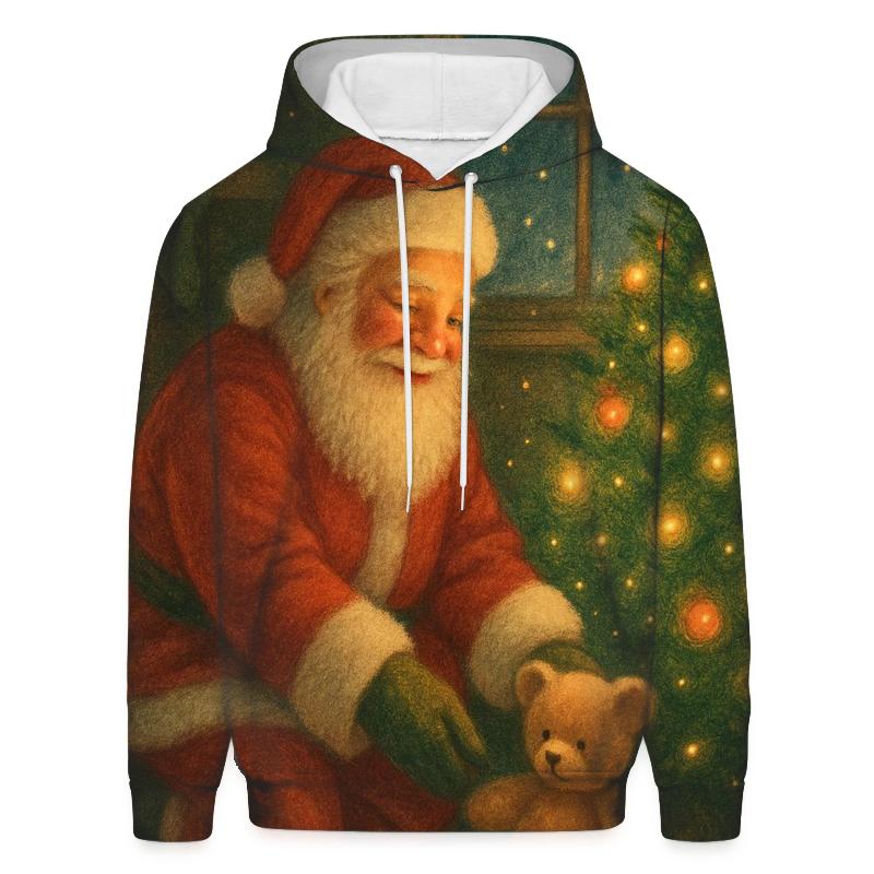 Cozy Storybook Fireplace Santa custom hoodies