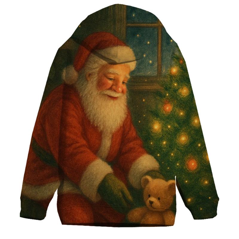 Cozy Storybook Fireplace Santa custom hoodies