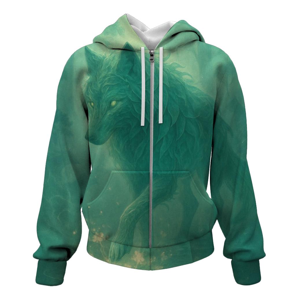 Forest Spirit Bloom Wolf heavyweight hoodies