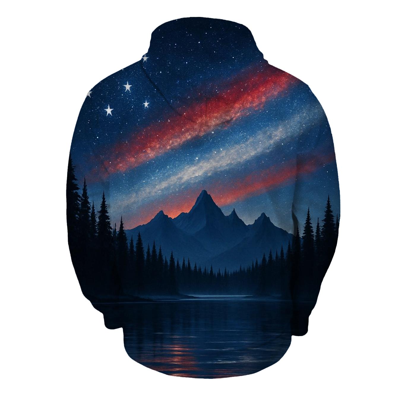 Mountain Forest Starfield Banner embroidered hoodies