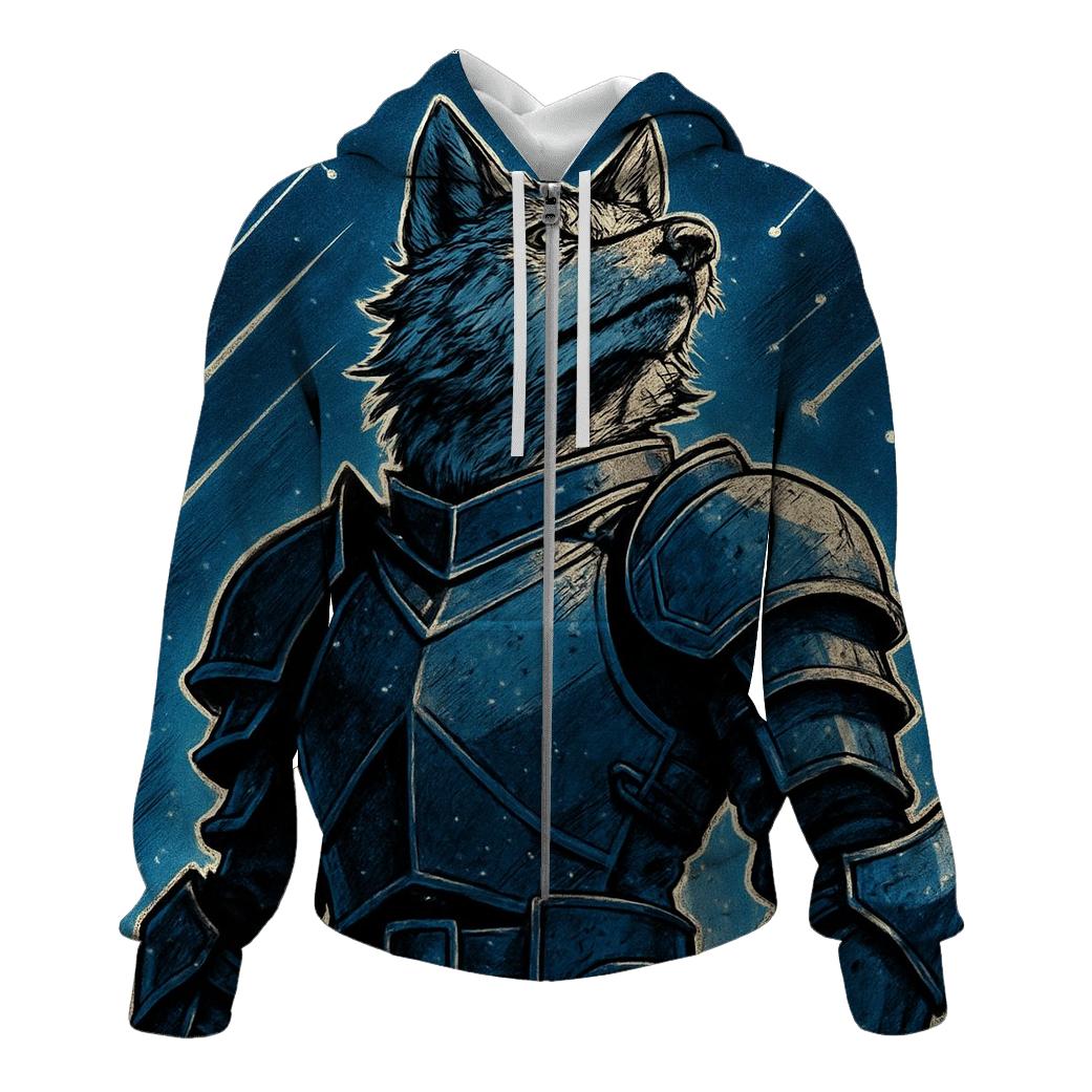 Starlit Samurai Wolf zip-up hoodies