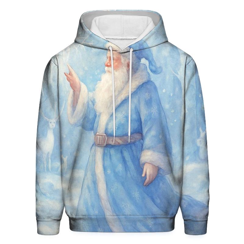 Frosted Crystal Forest Santa embroidered hoodies