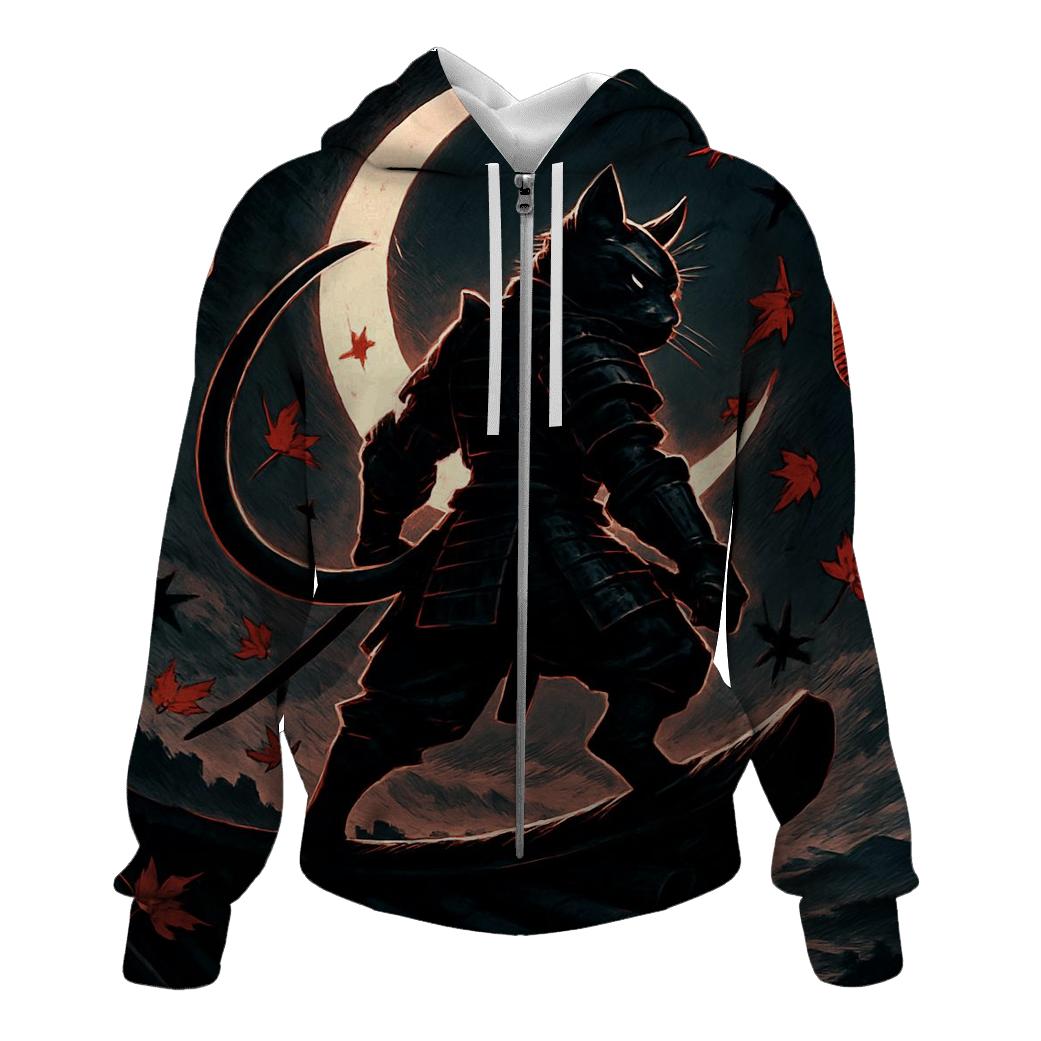 Samurai Moonlight Guardian Cat custom hoodies
