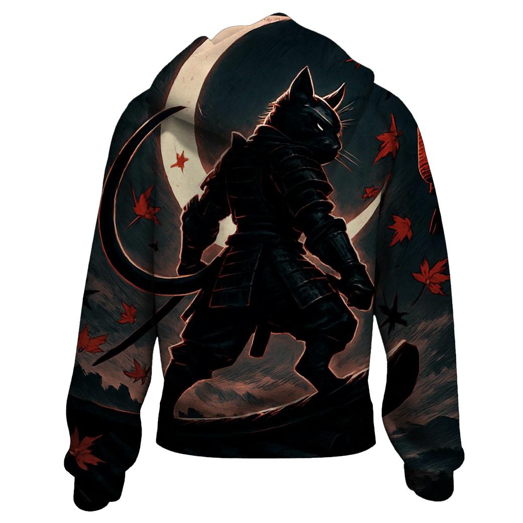 Samurai Moonlight Guardian Cat custom hoodies