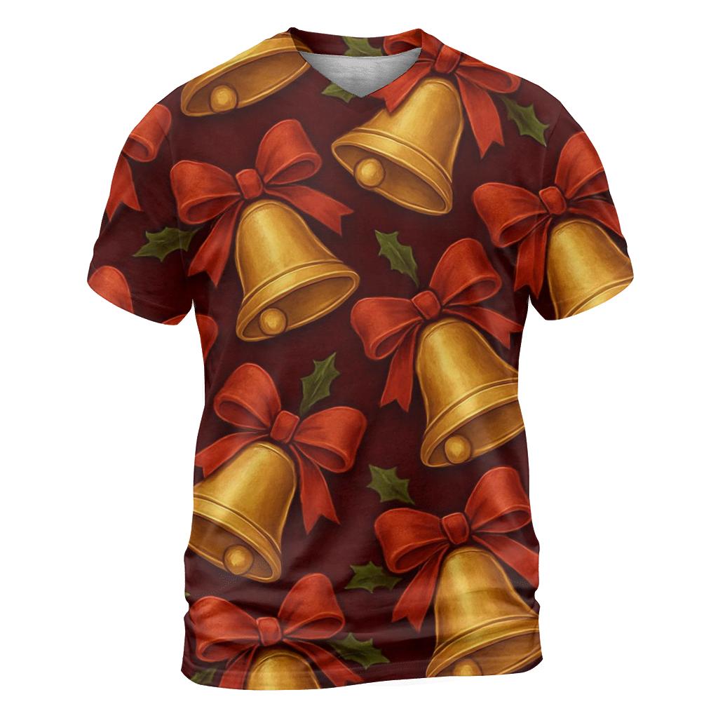 Golden Bells Tessellation On Burgundy Velvet statement graphic shirts