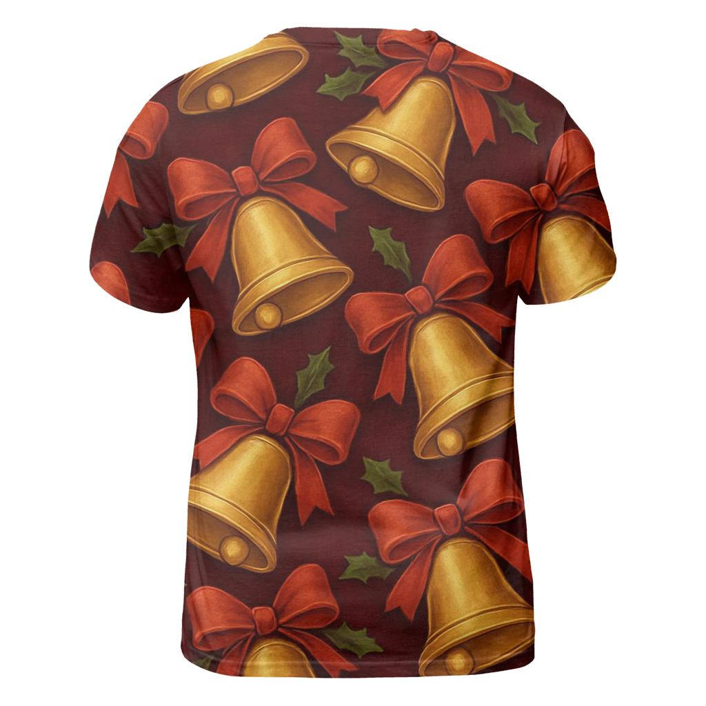Golden Bells Tessellation On Burgundy Velvet statement graphic shirts