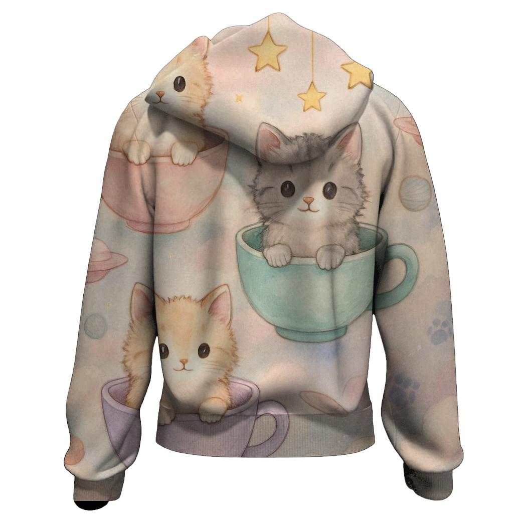Pastel Dream Tea Party Kittens printed hoodies