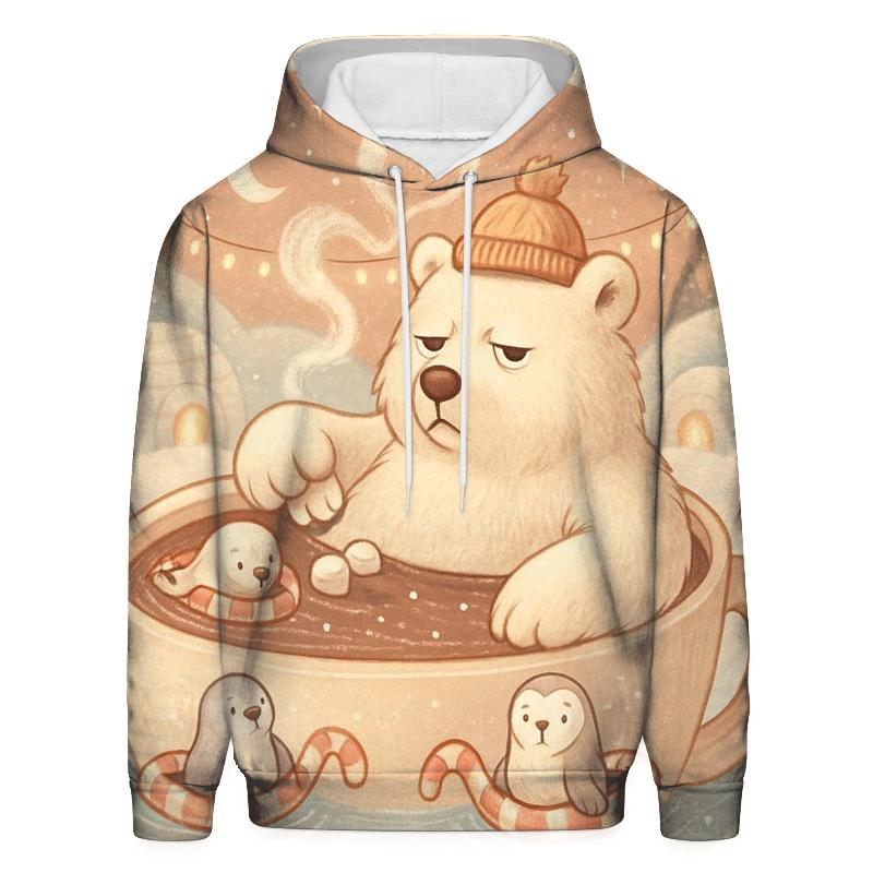 Grumpy Polar Bear Hot Cocoa Spa graphic hoodies