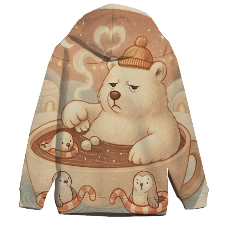 Grumpy Polar Bear Hot Cocoa Spa graphic hoodies