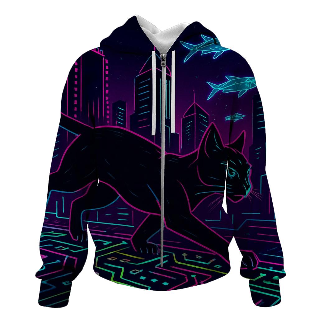 Cyberpunk Circuit Runner Cat custom hoodies