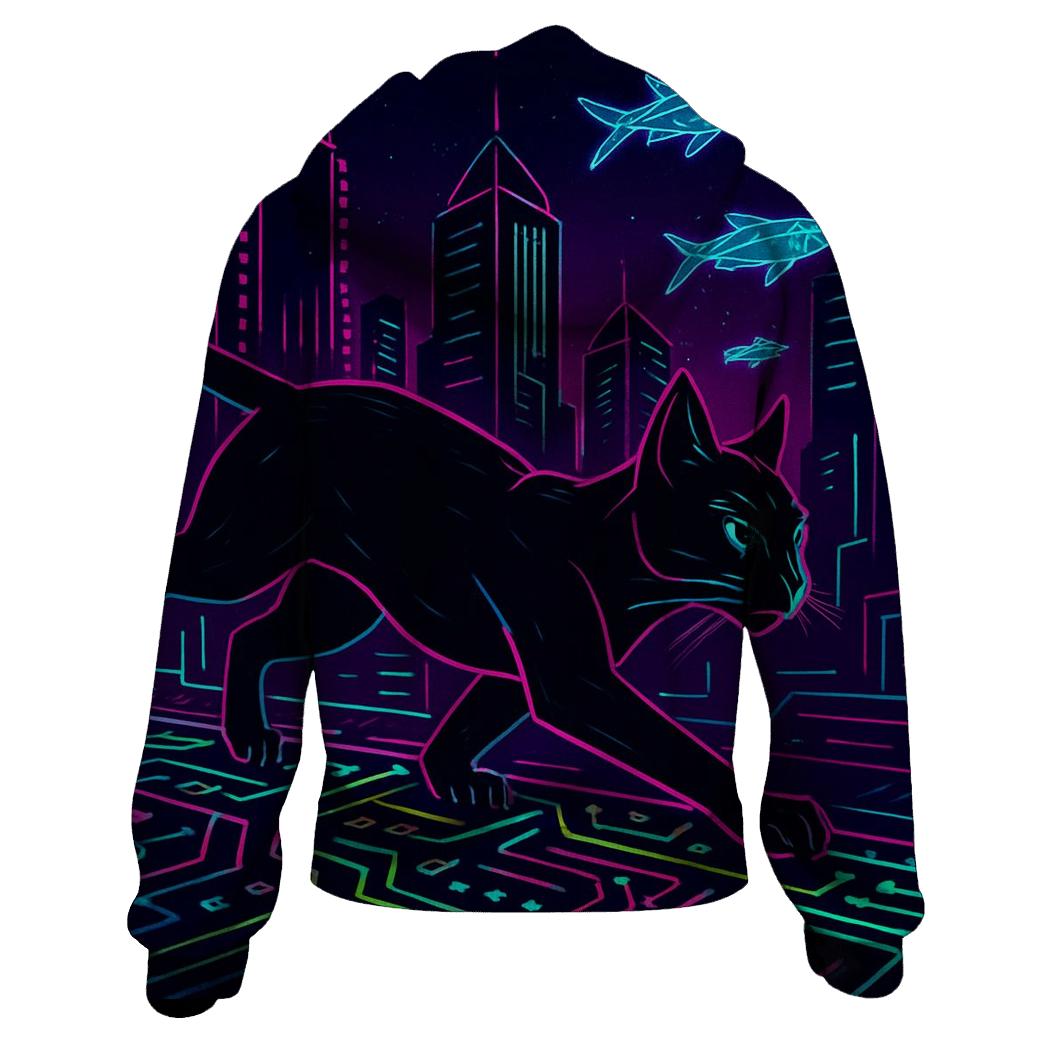 Cyberpunk Circuit Runner Cat custom hoodies