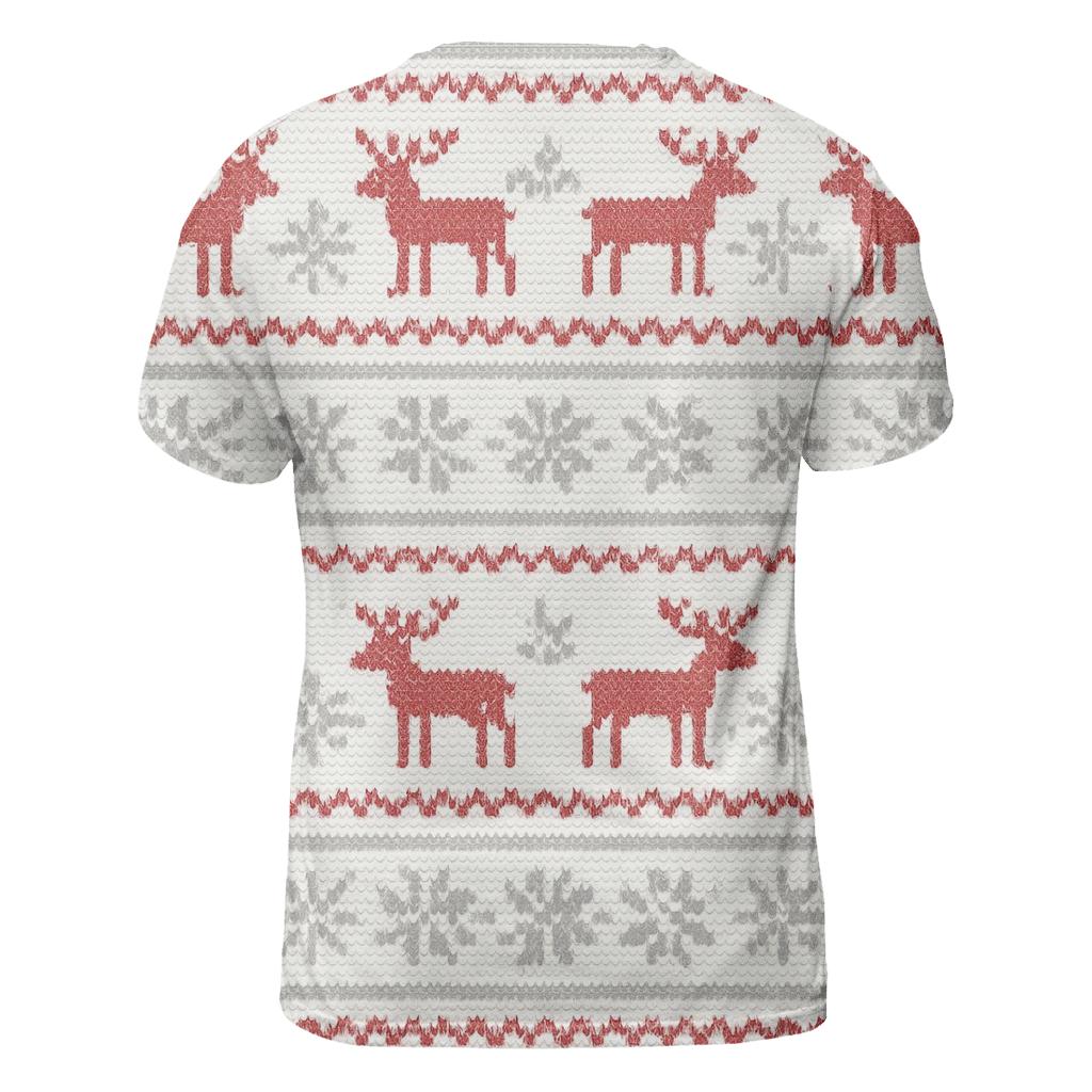 Nordic Reindeer Stripe On Snowfield White designer pattern shirts