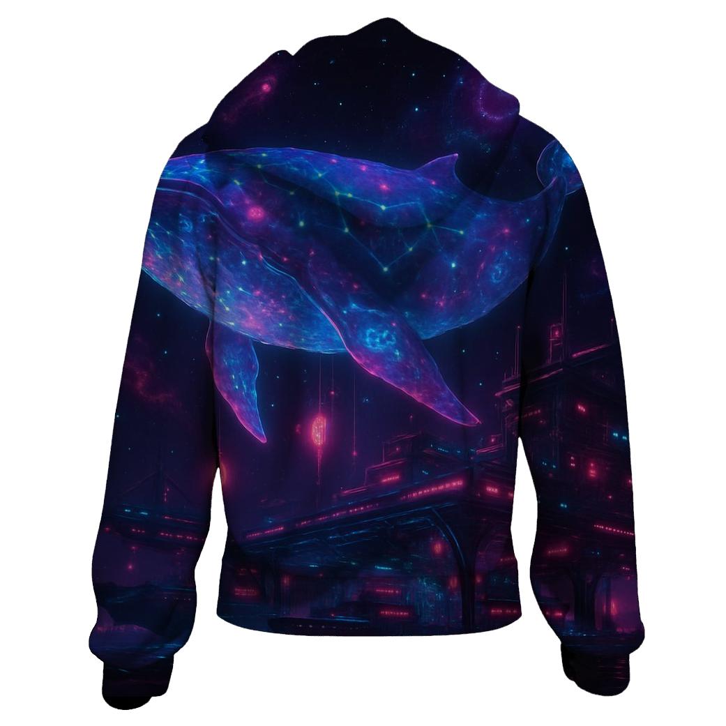 Neon Whale Through The Star Harbor zip-up hoodies