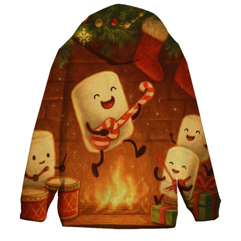 Festive Fireplace Marshmallow Band pullover hoodies