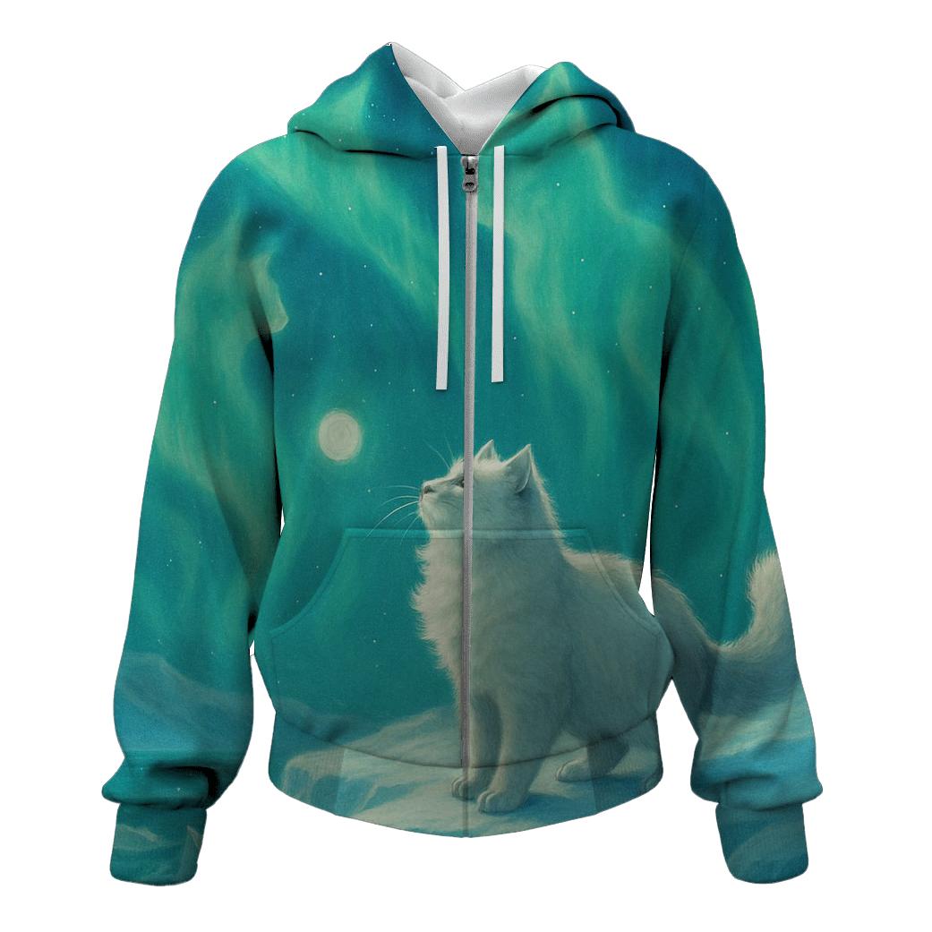 Arctic Aurora Hunter Cat hoodie designs