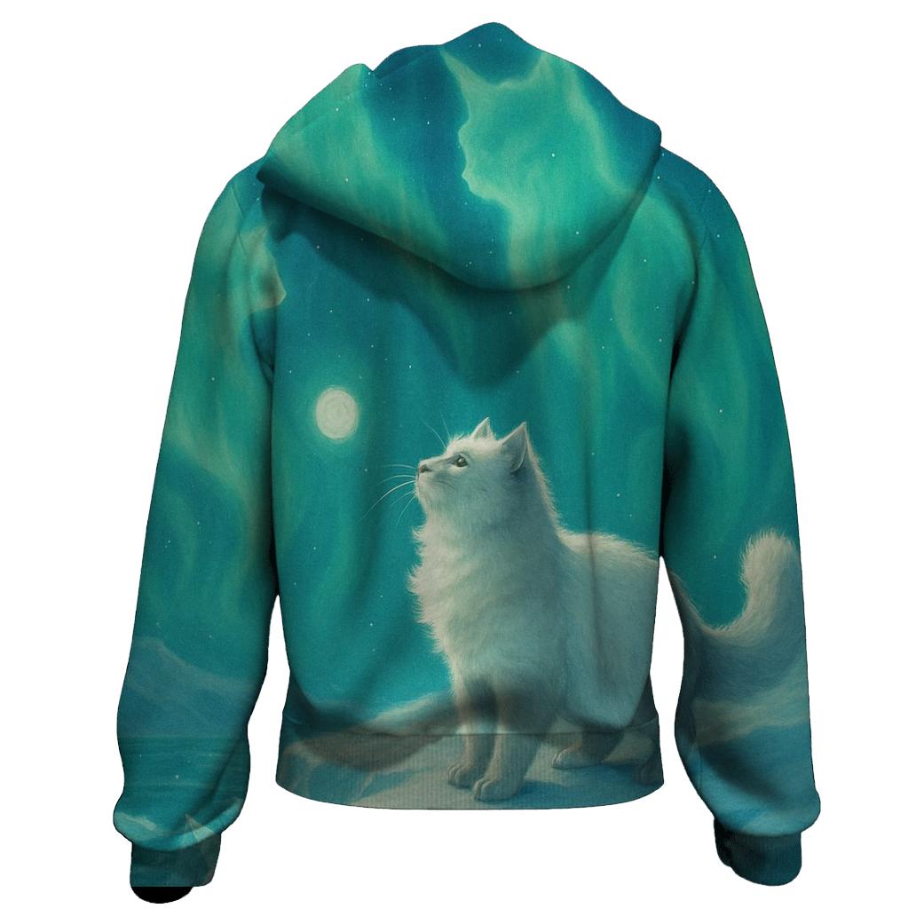 Arctic Aurora Hunter Cat hoodie designs