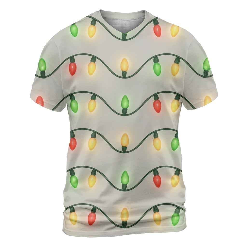 Christmas Lights Wave On Soft Gray personalized full print shirts