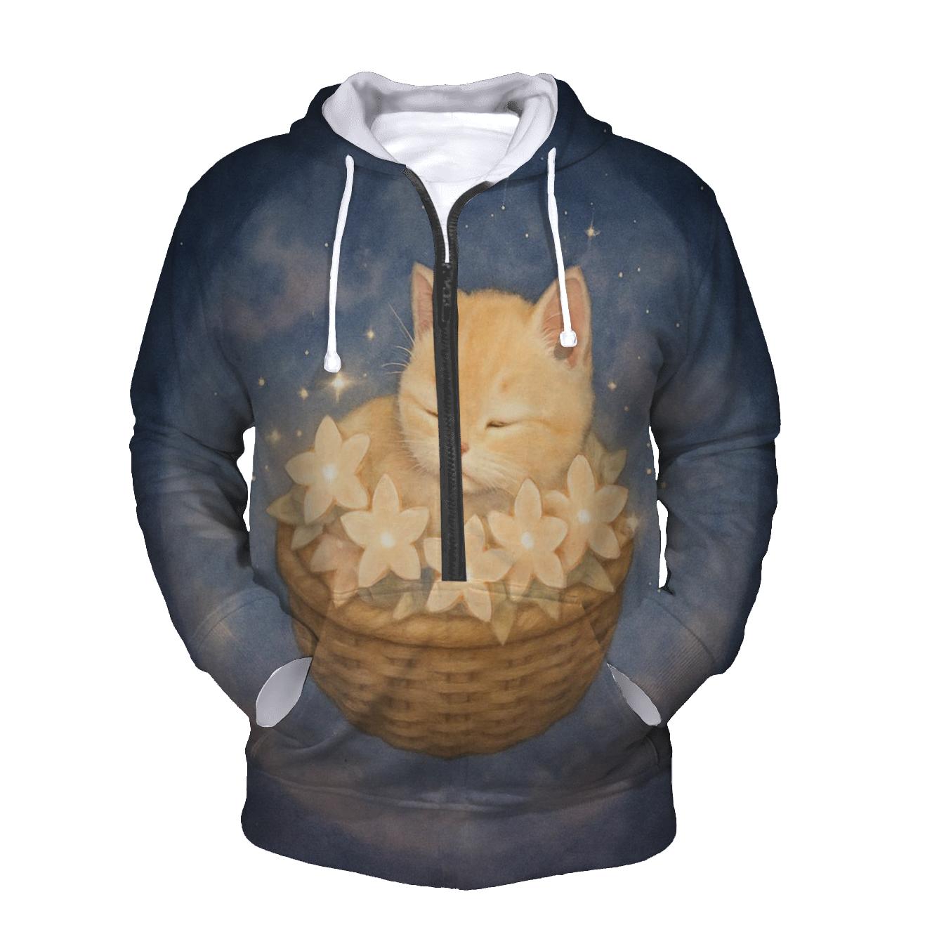Star Blossom Basket Kitten lightweight hoodies
