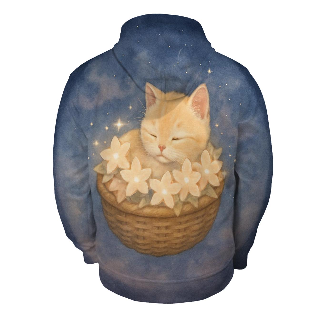 Star Blossom Basket Kitten lightweight hoodies