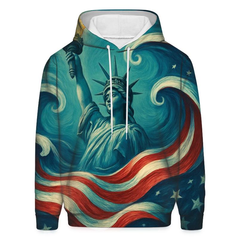 Liberty Rising Through Ocean Waves pullover hoodies