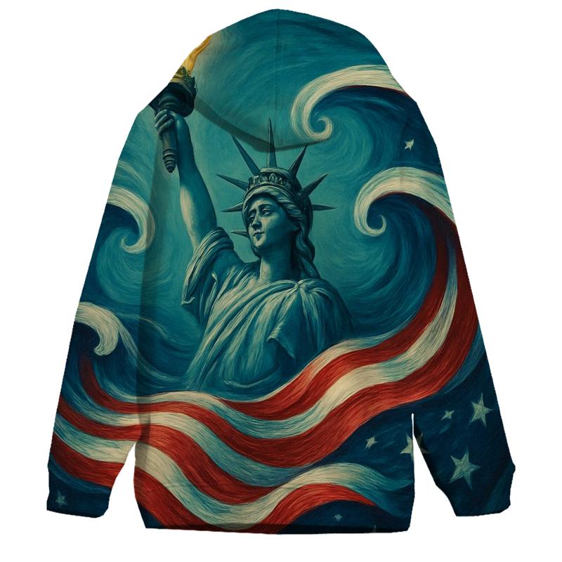 Liberty Rising Through Ocean Waves pullover hoodies