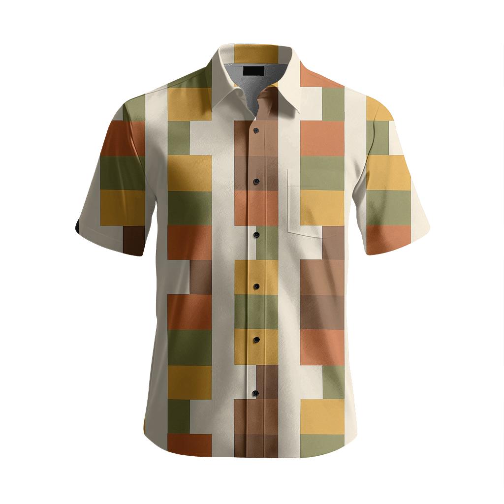 Retro Mod Stripe Blocks embroidered logo shirts