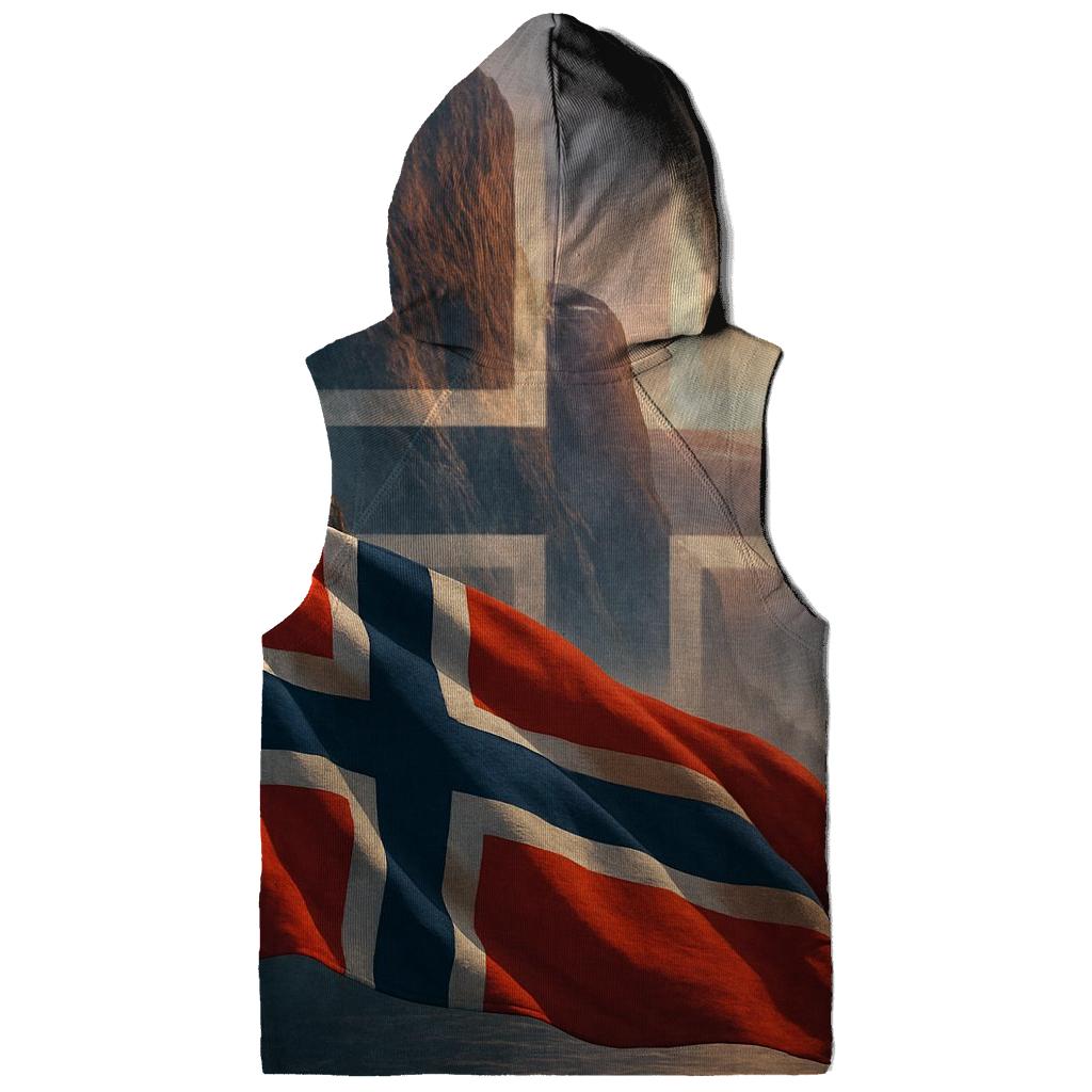 Norwegian Fjord Flag Winds heavyweight hoodies