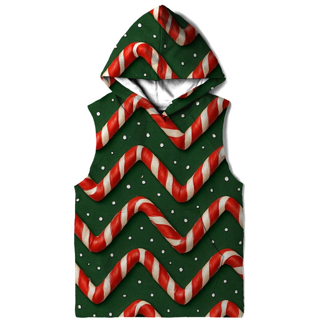 Candy Cane Chevron On Pine Green pullover hoodies