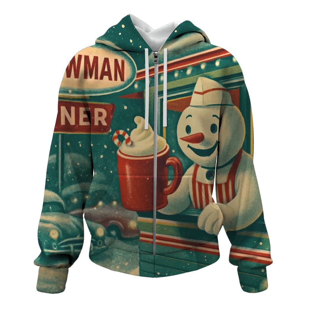 Retro Snowman Roadside Diner hoodie designs