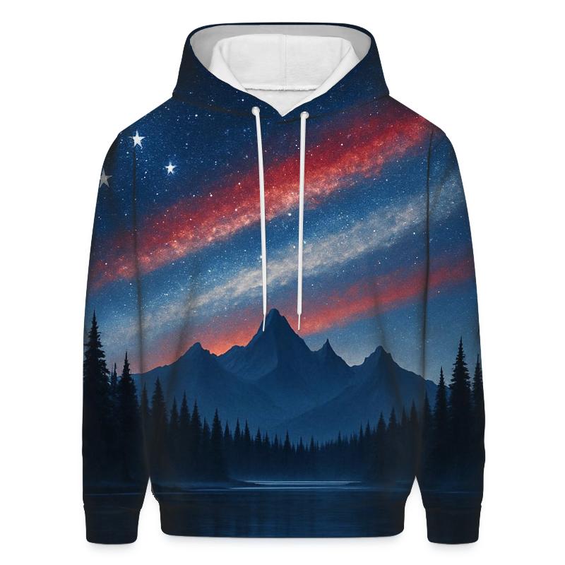 Mountain Forest Starfield Banner printed hoodies