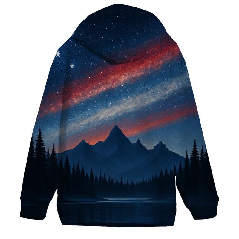 Mountain Forest Starfield Banner printed hoodies