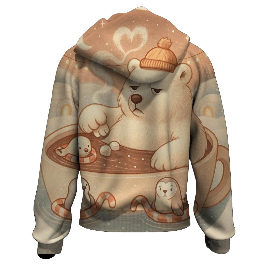 Grumpy Polar Bear Hot Cocoa Spa lightweight hoodies
