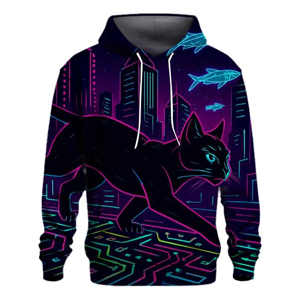 Cyberpunk Circuit Runner Cat premium hoodies