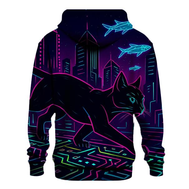 Cyberpunk Circuit Runner Cat premium hoodies