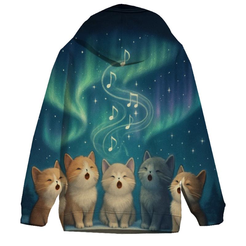 Aurora Symphony Cat Chorus zip-up hoodies