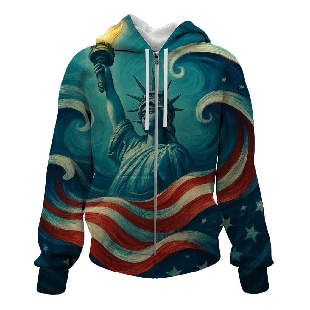 Liberty Rising Through Ocean Waves printed hoodies