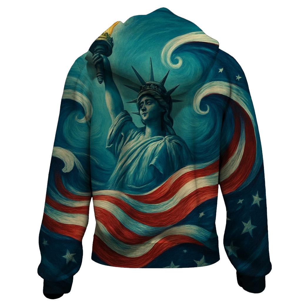 Liberty Rising Through Ocean Waves printed hoodies